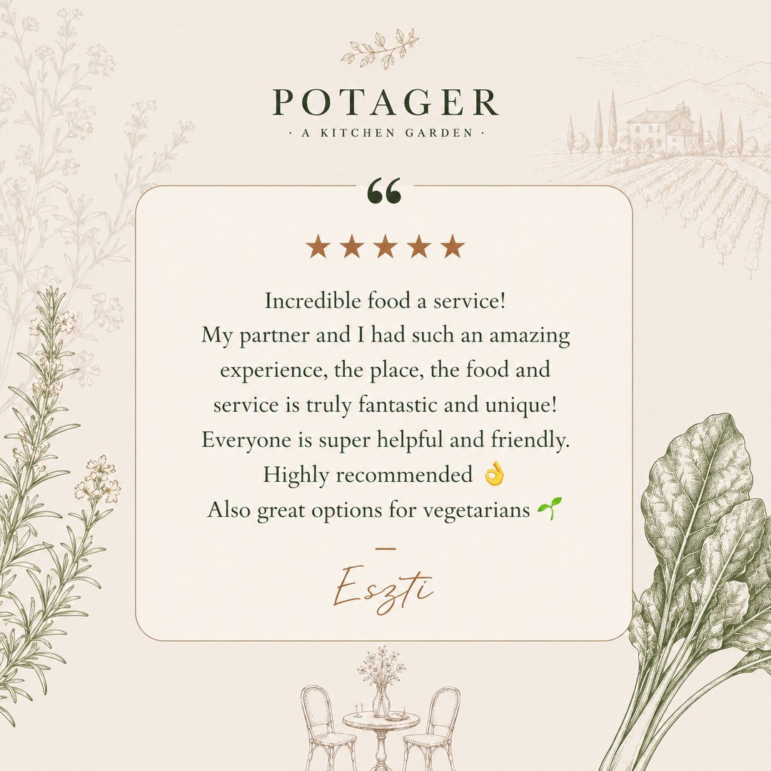 There's nothing more rewarding than hearing our guests leave with full hearts (and full bellies!).⁠
⁠
Thank you, Eszti, for your kind words. It was a pleasure welcoming you to Potager, and we're so glad you enjoyed the food, the service and the experience. Creating memorable moments around the table is what we're all about. 🤎🌿⁠
⁠
#Potager #AKitchenGarden #PaddockToPlate #TweedFood #NorthernNSW #Carool #SupportLocal #GardenToTable #FoodWithHeart #GuestLove